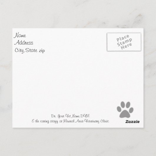 Dierenmedeleven bij de kat briefkaart (Achterkant)