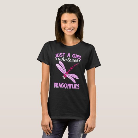 Dierenmeisje dat alleen van Dragonflies houdt... h T-shirt (Voorkant volledig)