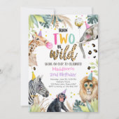 Dierenmeisje Safari 2 Wilde 2e verjaardag Kaart (Voorkant)