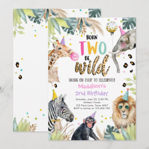 Dierenmeisje Safari 2 Wilde 2e verjaardag Kaart