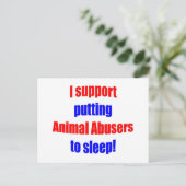 Dierenmishandelaars in slaap gezet briefkaart (Staand voorkant)