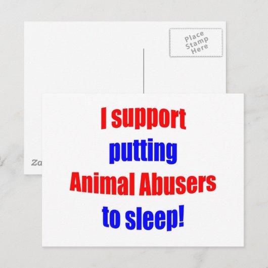 Dierenmishandelaars in slaap gezet briefkaart (Voorkant / Achterkant)