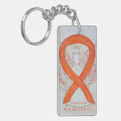 Dierenmishandeling Cat Angel Awareness Ribbon Sleu Sleutelhanger (Voorkant Links)