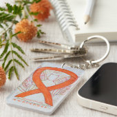 Dierenmishandeling Cat Angel Awareness Ribbon Sleu Sleutelhanger (Voorkant Rechts)