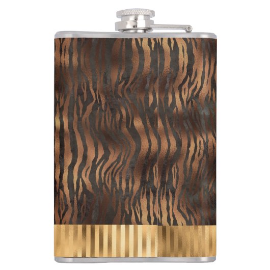 Dierenmonogram afdrukken Gold Elegant Metallic Heupfles (Achterkant)