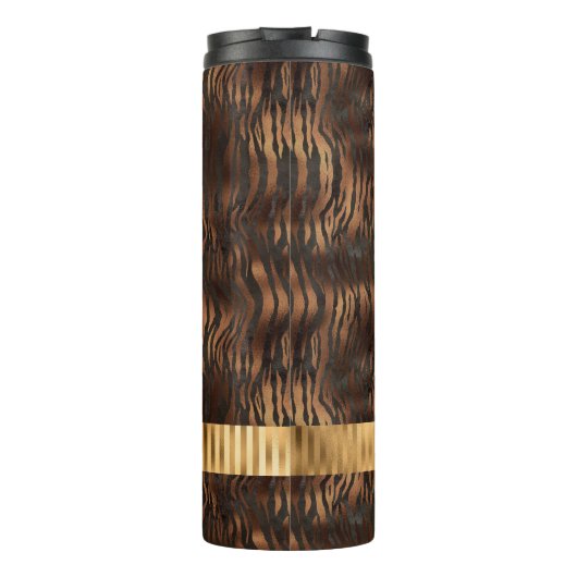 Dierenmonogram afdrukken Gold Elegant Metallic Thermosbeker (Achterkant)