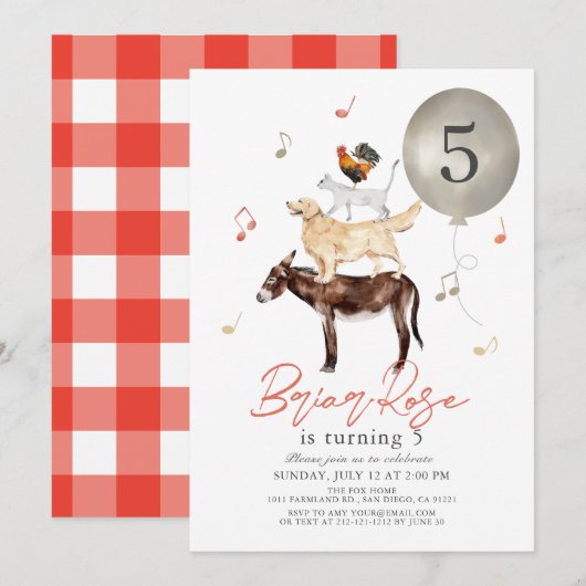 Dierenmuzikanten Sprookje Kind Verjaardag Kaart (Voorkant / Achterkant)