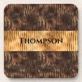 Dierennaam afdrukken Gold Elegant Metallic Bier Onderzetter (Voorkant)