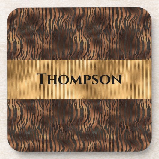 Dierennaam afdrukken Gold Elegant Metallic Bier Onderzetter (Voorkant)