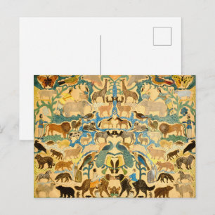Dierennatuur in Vintage Amerikaanse Volkskunst Briefkaart