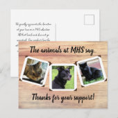 Dierenopvang Drie Foto Sjabloon Bedankt Briefkaart (Voorkant / Achterkant)