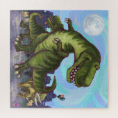Dierenparade-dinosaurussen in de stad legpuzzel (Horizontaal)
