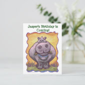 Dierenparade Hippo Art Save the Date Party Aankondigingskaart (Staand voorkant)