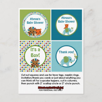 Dierenparade ZOO Baby shower Cupcake Topper APK Briefkaart