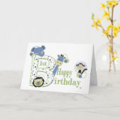 Dierenpark 1e Verjaardag Kaart (Gele Bloem)