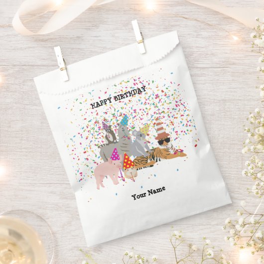Dierenpartij - Dieren op de geboorte Bedankzakje (Geknipt)