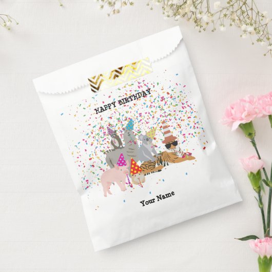 Dierenpartij - Dieren op de geboorte Bedankzakje (Gezegeld)