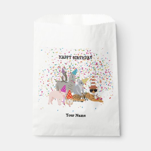 Dierenpartij - Dieren op de geboorte Bedankzakje (Voorkant)