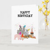 Dierenpartij - Dieren op de geboorte Kaart (Gele Bloem)