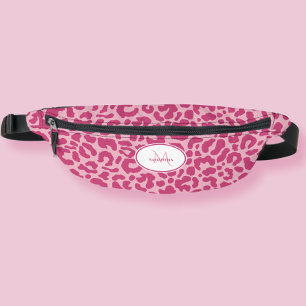 Dierenpatroon Aangepaste naam Roze Meisjesachtige  Heuptasje