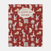 Dierenpatroon van vintage circus Rode fleece deken (Voorkant)