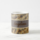 Dierenpatroonfotobruin en goudveren koffiemok (Center)