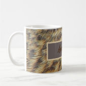 Dierenpatroonfotobruin en goudveren koffiemok (Links)