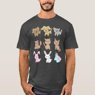 Dierenpictogrammen Moppige Honden Katten Liefde vo T-shirt