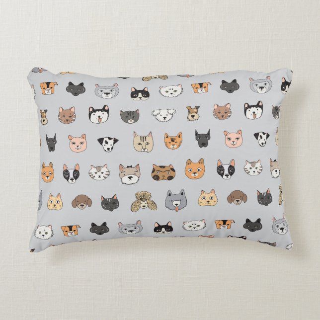 Dierenplezier: Katten Honden Doodle Mix Accent Kussen (Voorkant)