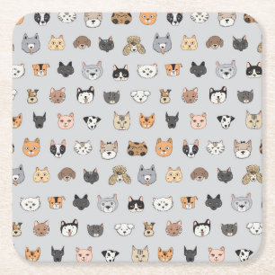 Dierenplezier: Katten Honden Doodle Mix Kartonnen Onderzetters