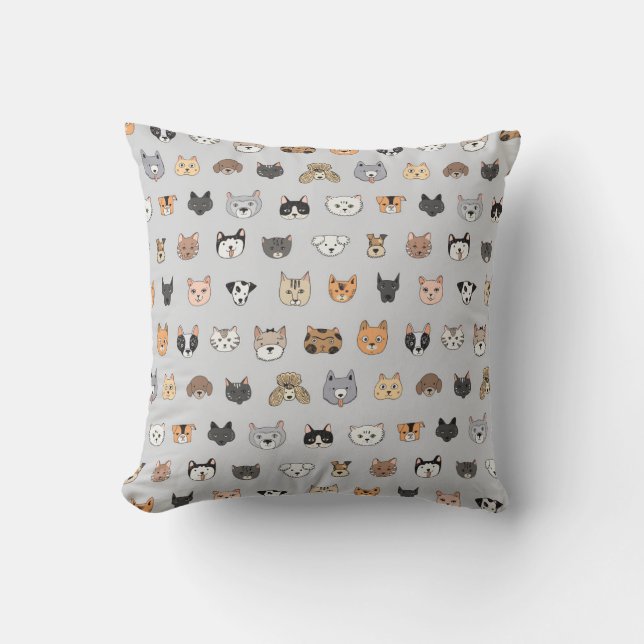 Dierenplezier: Katten Honden Doodle Mix Kussen (Voorkant)