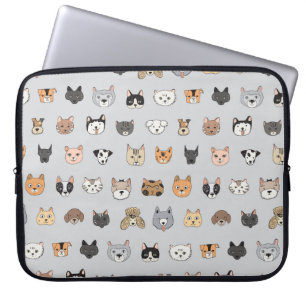 Dierenplezier: Katten Honden Doodle Mix Laptop Sleeve