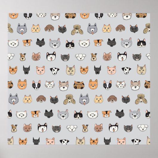 Dierenplezier: Katten Honden Doodle Mix Poster (Voorkant)