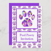 Dierenpoot Paarse Silhouet Pool Pawty Paarse Kaart (Voorkant / Achterkant)