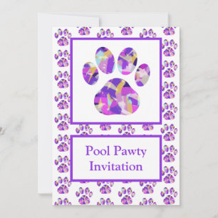 Dierenpoot Paarse Silhouet Pool Pawty Paarse Kaart