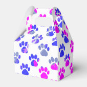 Dierenpoot silhouet blauw roze pawty papier bedankdoosjes (Achterkant)