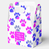 Dierenpoot silhouet blauw roze pawty papier bedankdoosjes (Geopend)