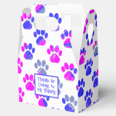 Dierenpoot silhouet blauw roze pawty papier bedankdoosjes (Geopend)