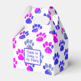 Dierenpoot silhouet blauw roze pawty papier bedankdoosjes
