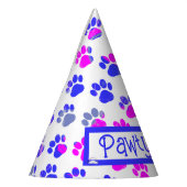 Dierenpoot silhouet blauw roze pawty papier feesthoedjes (Links)