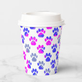Dierenpoot silhouet blauw roze pawty papier papieren bekers (Achterkant)