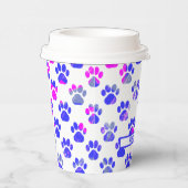 Dierenpoot silhouet blauw roze pawty papier papieren bekers (Rechts)