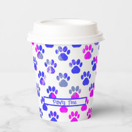 Dierenpoot silhouet blauw roze pawty papier papieren bekers