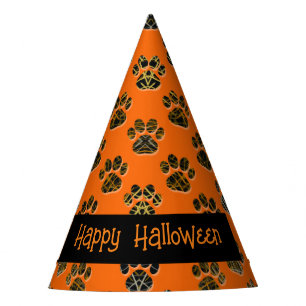 Dierenpoot Silhouet Gelukkig Halloween Oranje Feesthoedjes