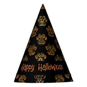 Dierenpoot Silhouet Gelukkig Halloween Zwart Feesthoedjes