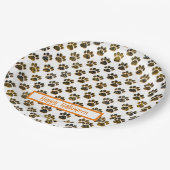 Dierenpoot silhouet halloween pawty wit papieren bordje (Gekanteld)