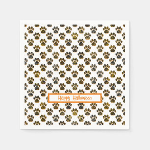 Dierenpoot silhouet halloween pawty wit servet