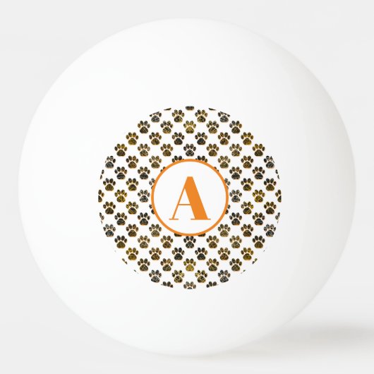 Dierenpoot Silhouet Halloween Sinaasappel Monogram Pingpongbal (Voorkant)