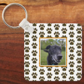 Dierenpoot Silhouet Halloween Sinaasappel Wit Sleutelhanger (Voorkant)