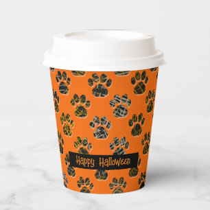 Dierenpoot Silhouet Huisdieren Gelukkig Halloween Papieren Bekers